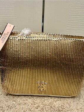 Victoria's Secret Metallic Gold Ribbed Cosmetic Case
